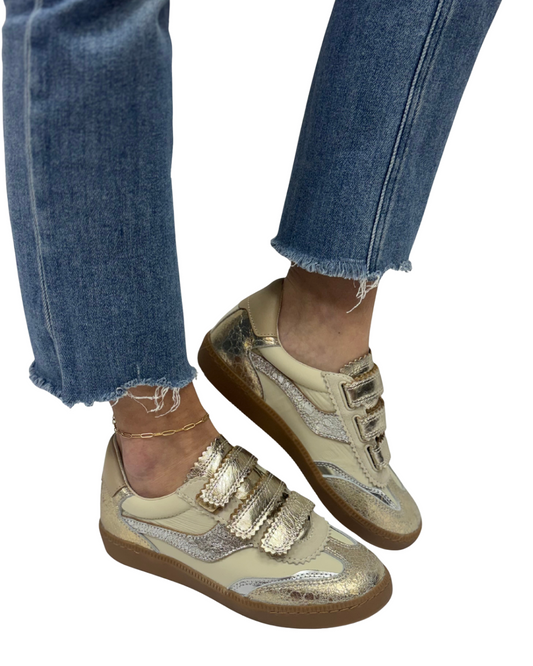 NOTICE VELCRO in Silver + Gold Distressed