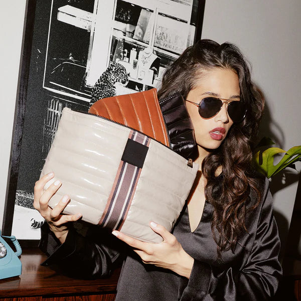 TRAVEL TRIO in Blonde/Mocha Stripe/Black