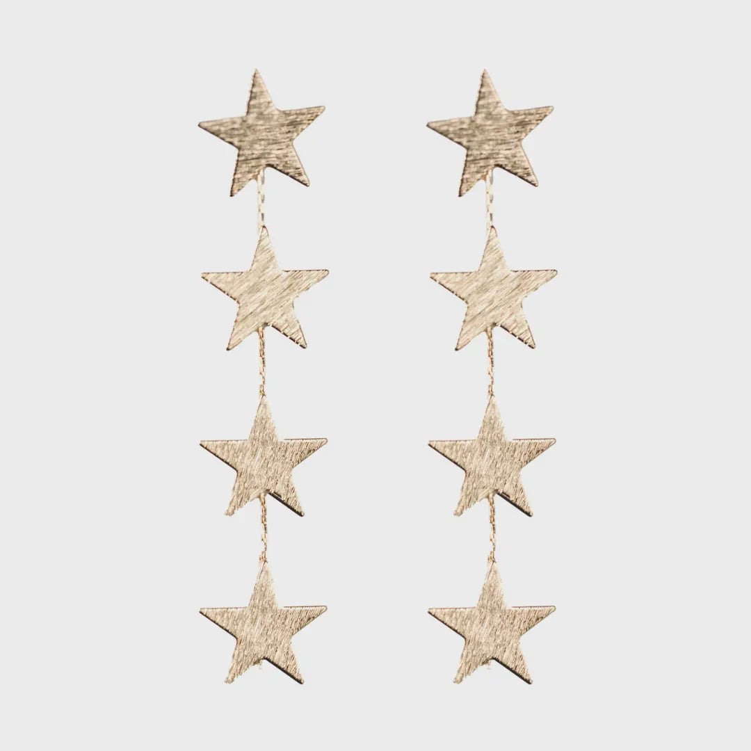 STAR DUSTER DROP STATEMENT EARRINGS in Gold