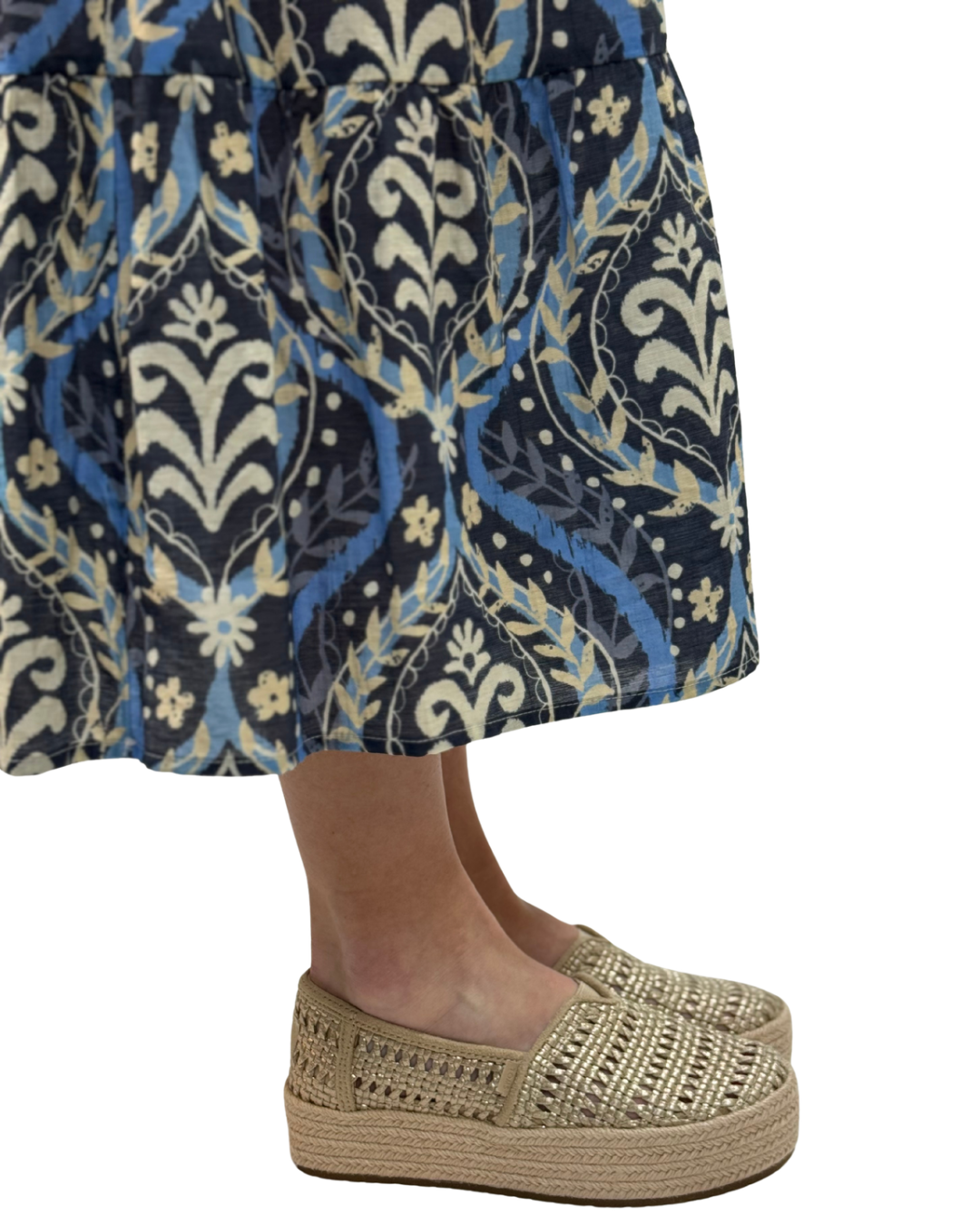 VALENCIA PLATFORM ESPADRILLE in Champagne Metallic