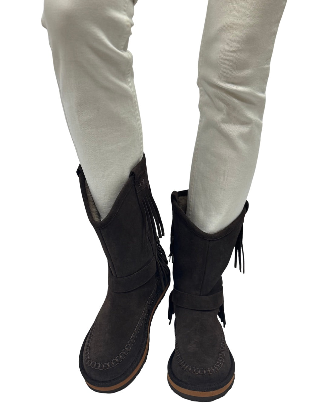 FAYE FRINGE PULL ON in Chocolate