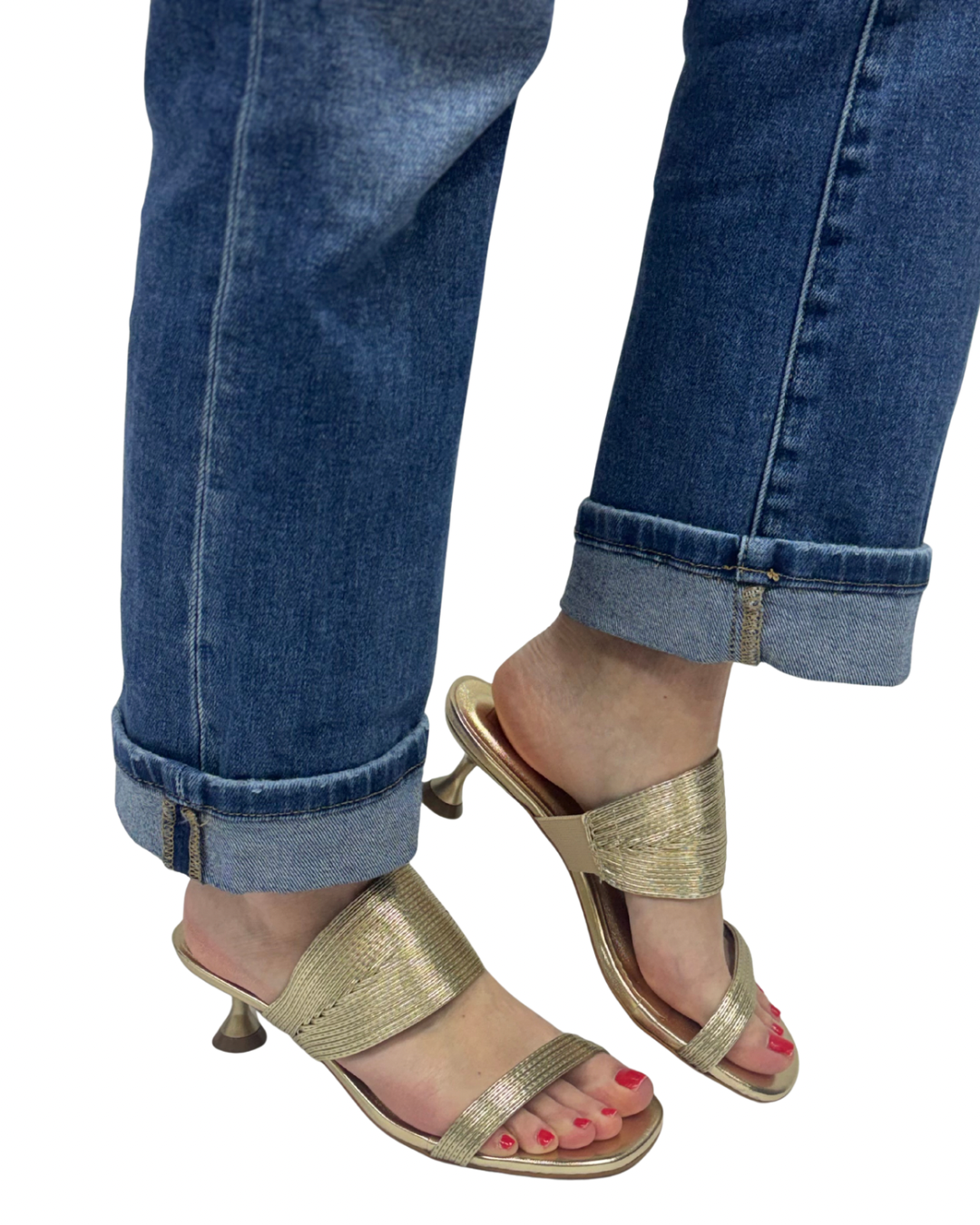 EVE SLIDE SANDAL in Metal Gold