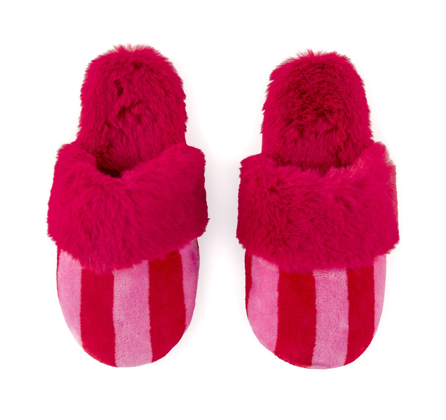 FELICITY STRIPE SLIPPERS in Red + Pink