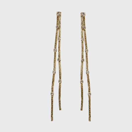 DIAMOND DOTTED DUSTER STATEMENT EARRINGS in Gold