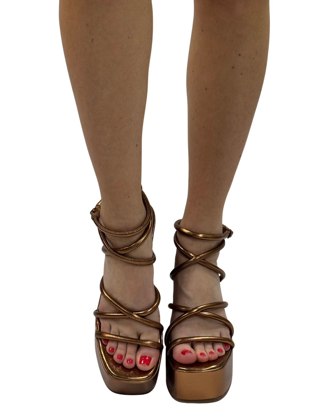 LIZA STRAPPY WEDGE in Bronze