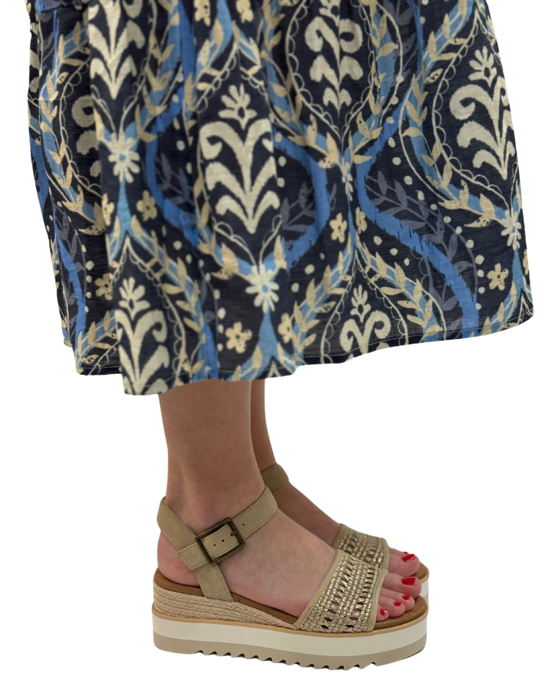 DIANA WEDGE SANDAL in Champagne Metallic