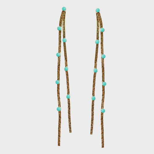 DOTTED DUSTER STATEMENT EARRINGS in Turquoise + Gold