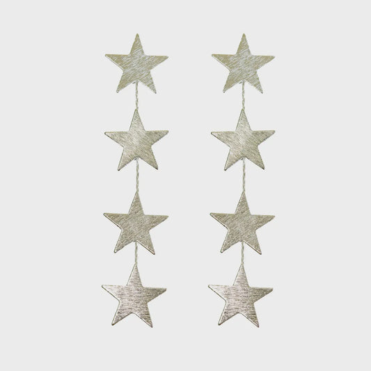STAR DUSTER DROP STATEMENT EARRINGS in Silver