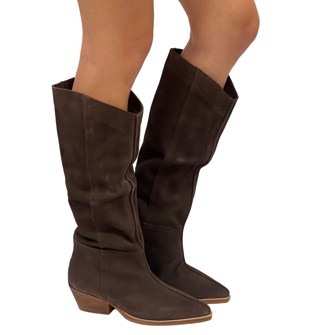 Low heel slouch boots deals