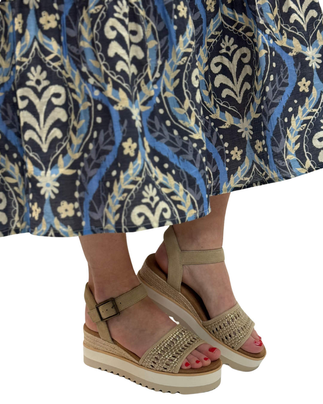 DIANA WEDGE SANDAL in Champagne Metallic