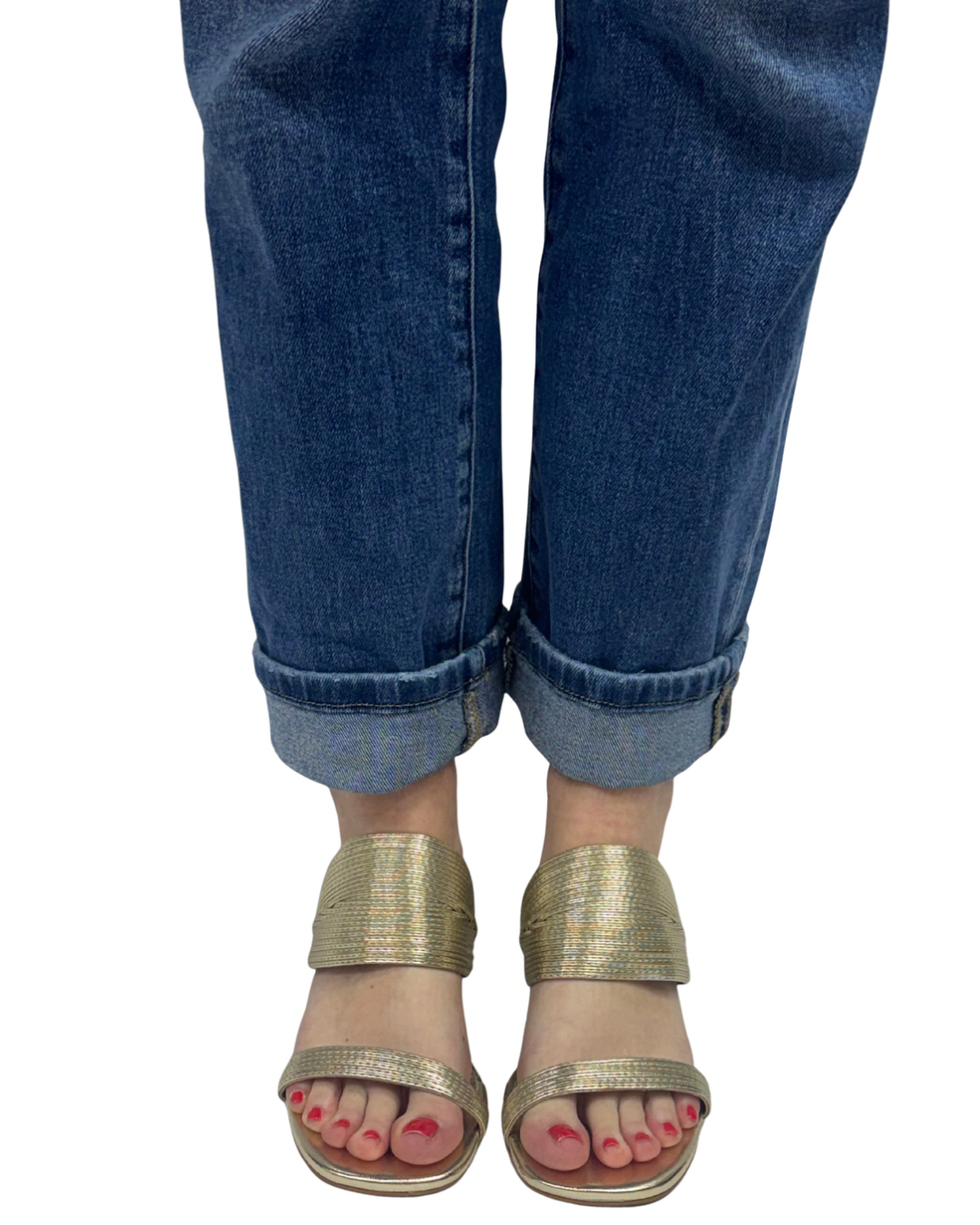EVE SLIDE SANDAL in Metal Gold
