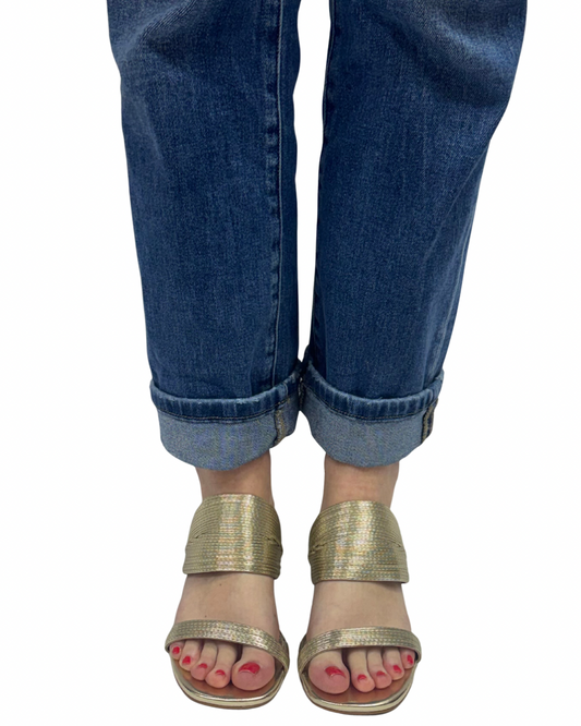 EVE SLIDE SANDAL in Metal Gold