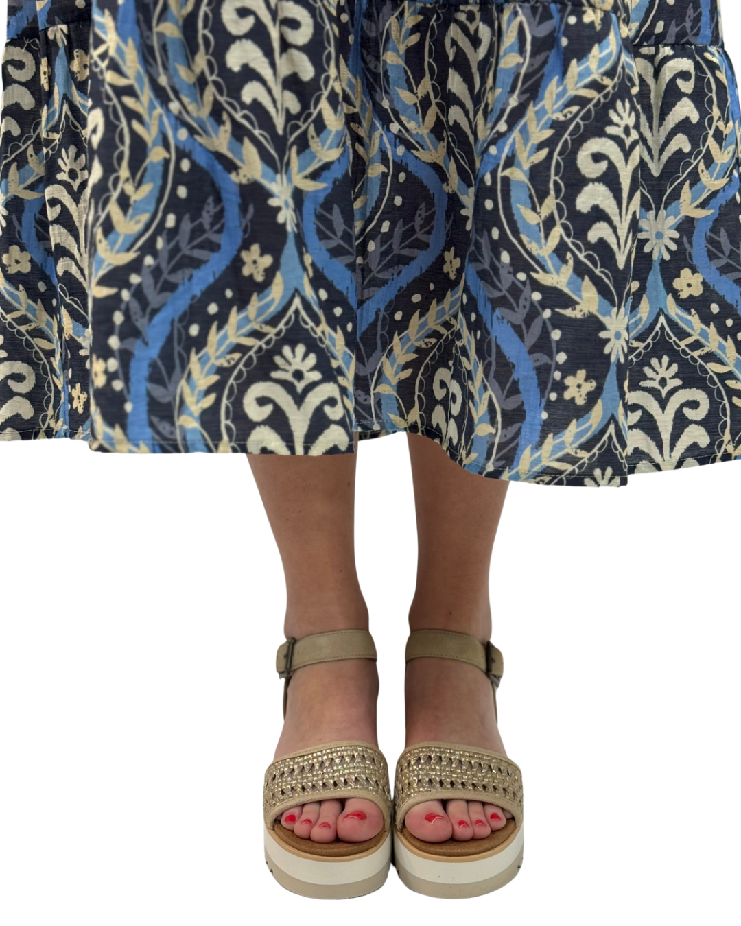 DIANA WEDGE SANDAL in Champagne Metallic