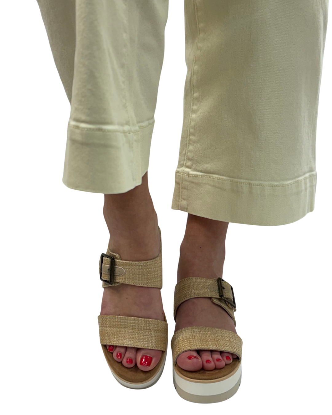 DIANA MULE BUCKLE in Almond Raffia