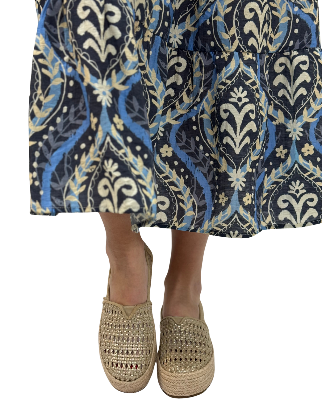 VALENCIA PLATFORM ESPADRILLE in Champagne Metallic