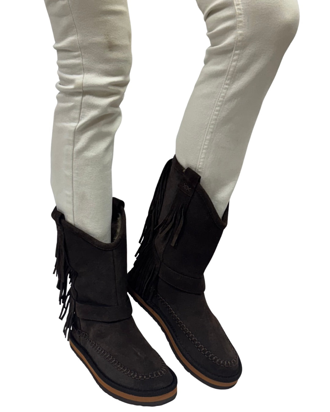 FAYE FRINGE PULL ON in Chocolate