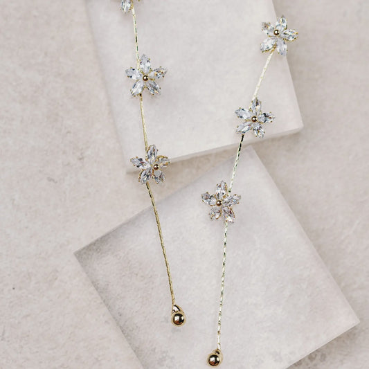 DIAMOND DAISY DUSTER DROP EARRINGS in Gold