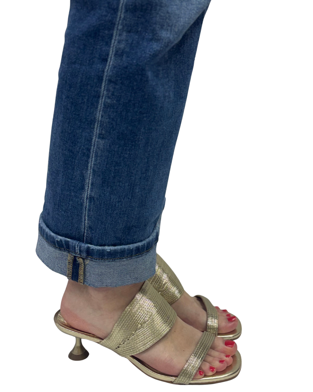 EVE SLIDE SANDAL in Metal Gold