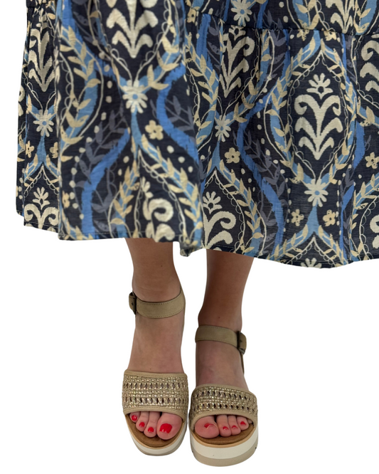 DIANA WEDGE SANDAL in Champagne Metallic