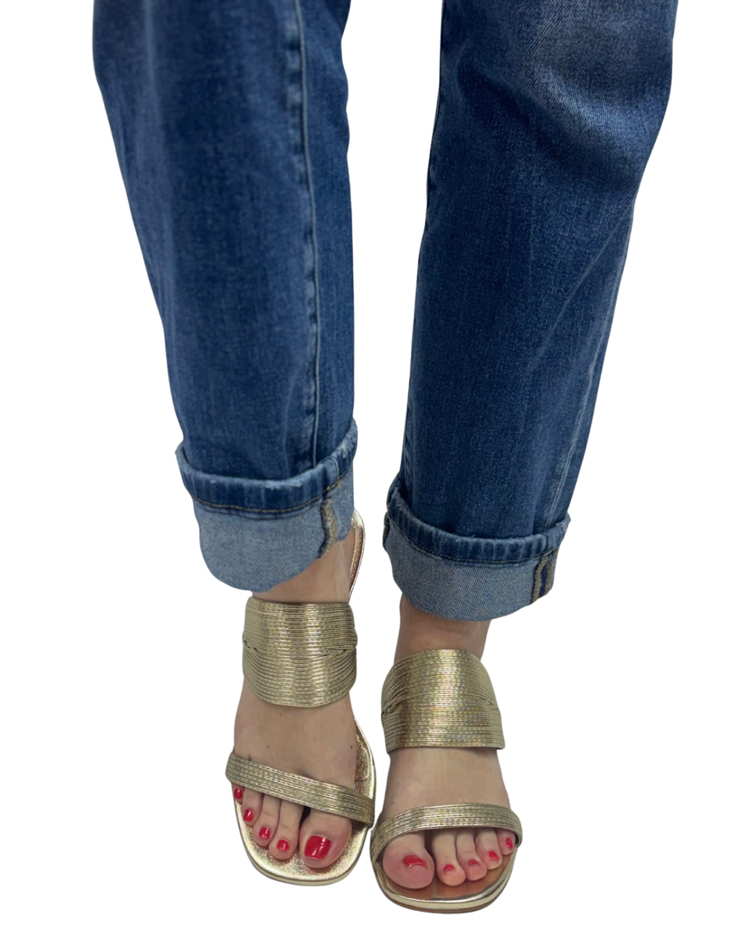 EVE SLIDE SANDAL in Metal Gold