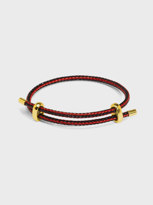 ADJUSTABLE BRAIDED ROPE BRACELET in Black + Red
