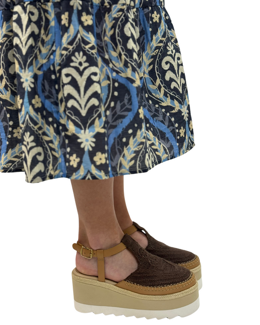 MORNING IN MYKONOS ESPADRILLE in Oak Combo