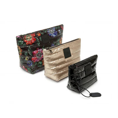 TRAVEL TRIO in Black Floral/Pearl Cashmere/Black Patent