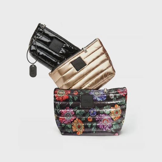 TRAVEL TRIO in Black Floral/Pearl Cashmere/Black Patent