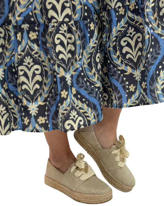 CAROLINA LACE-UP ESPADRILLE in Champagne Glitter