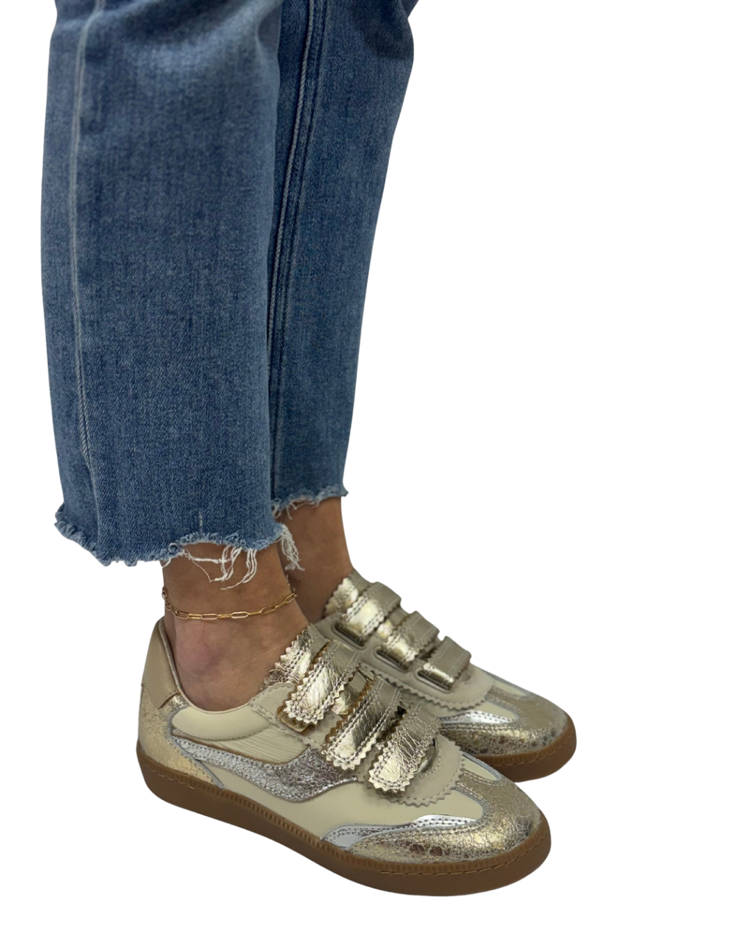 NOTICE VELCRO in Silver + Gold Distressed