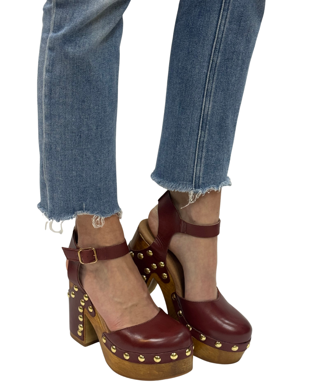 CECELIA STUDDED CLOG in Mahogany