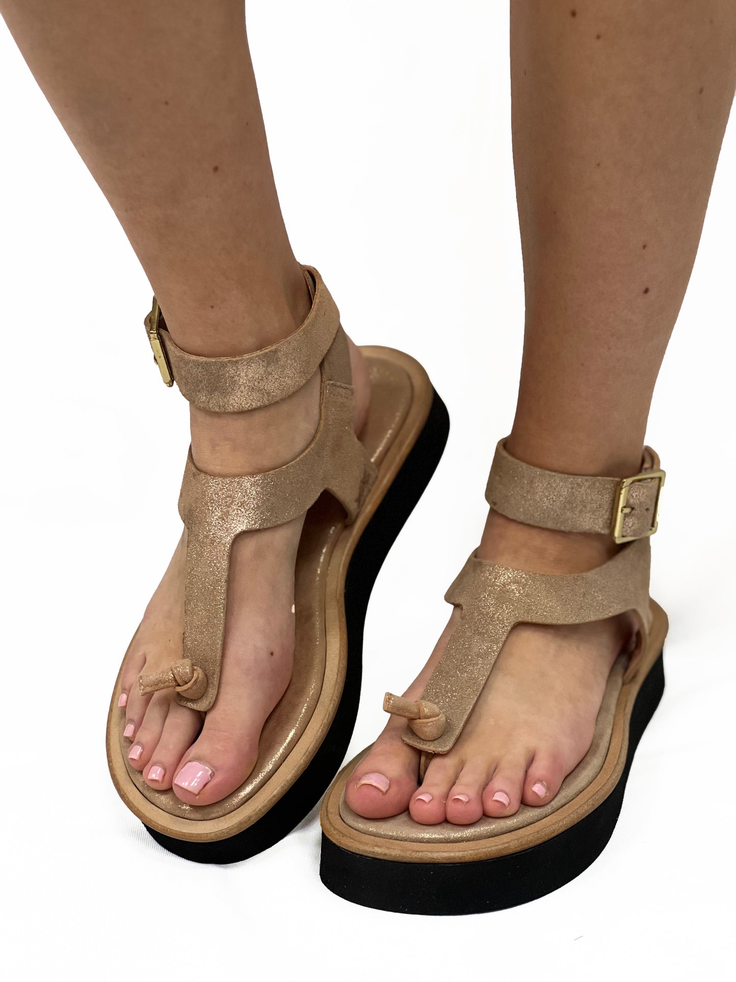 EVIE WRAP SANDAL in Rose Gold