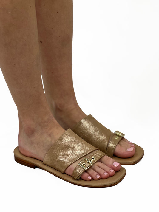 MILA MINIMAL FLAT SANDAL in Rose Gold