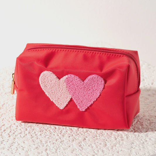 CARA HEARTS COSMETIC POUCH in Red