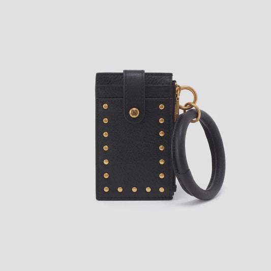 RING CREDIT CARD WALLET in Black Studded