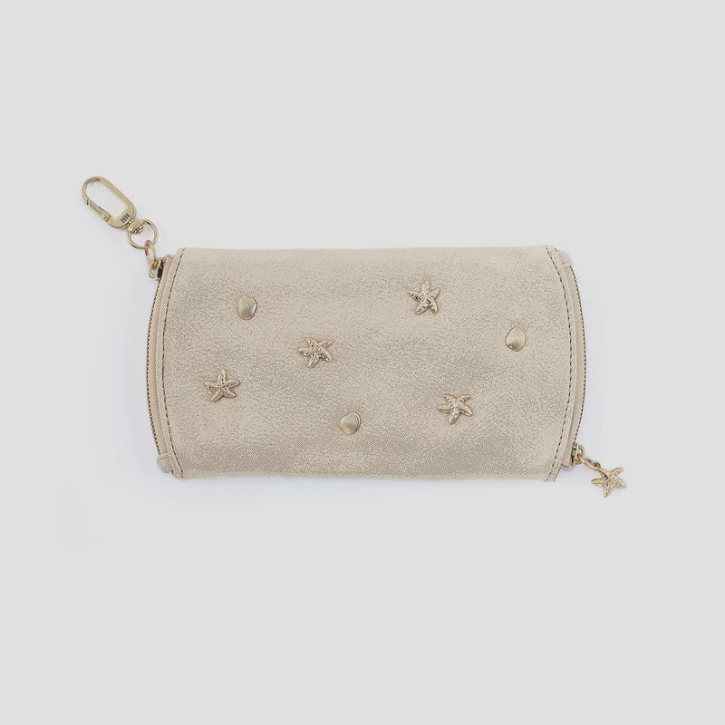 SPARK DOUBLE EYEGLASS CASE in Sand Shimmer Studded