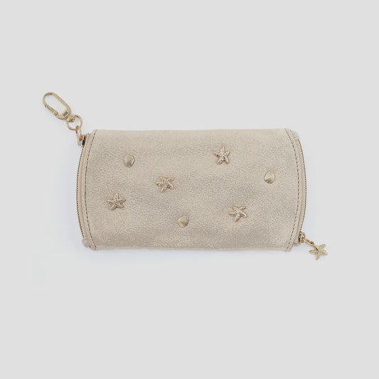 SPARK DOUBLE EYEGLASS CASE in Sand Shimmer Studded