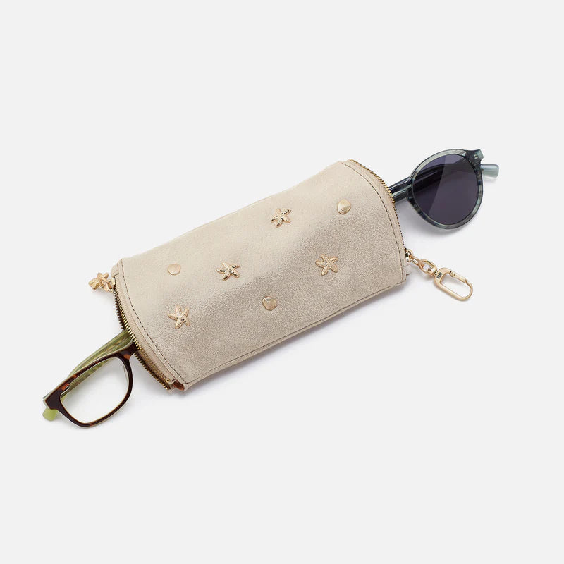 SPARK DOUBLE EYEGLASS CASE in Sand Shimmer Studded