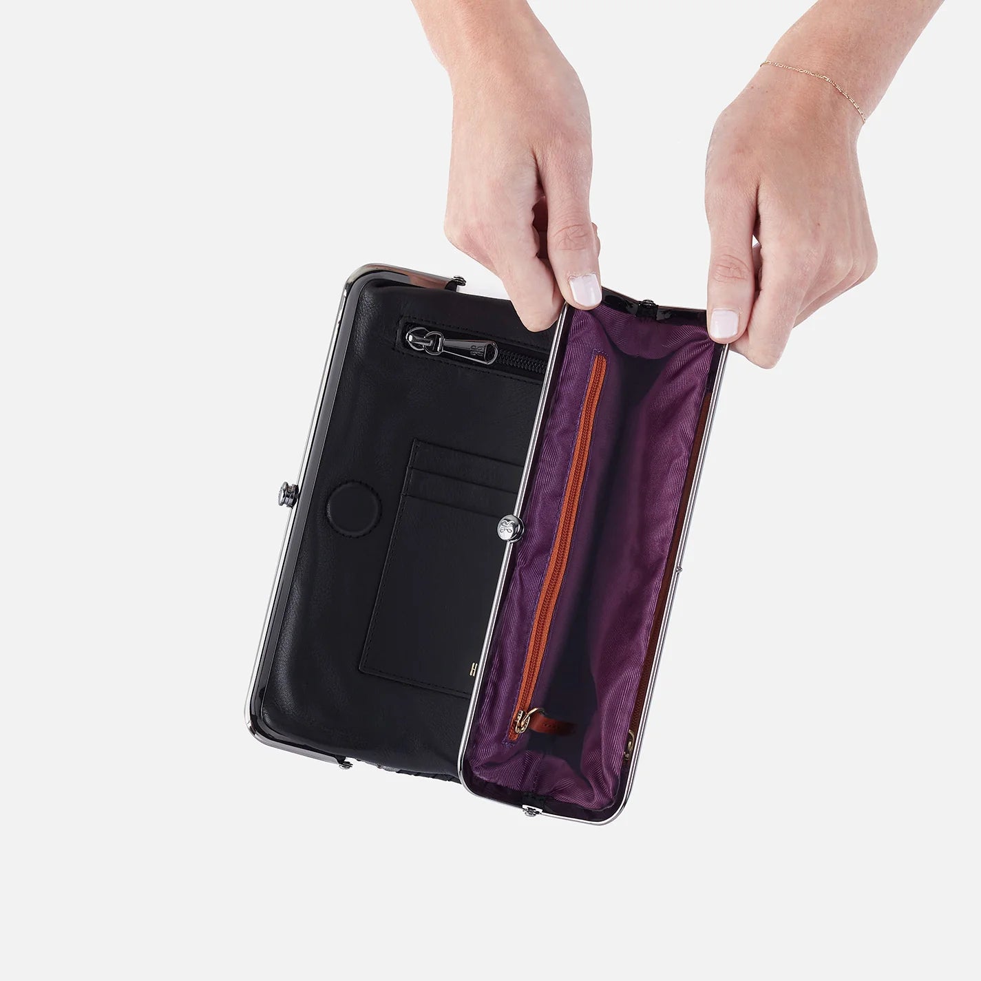 LAUREN CLUTCH-WALLET in Black Metallic Woven