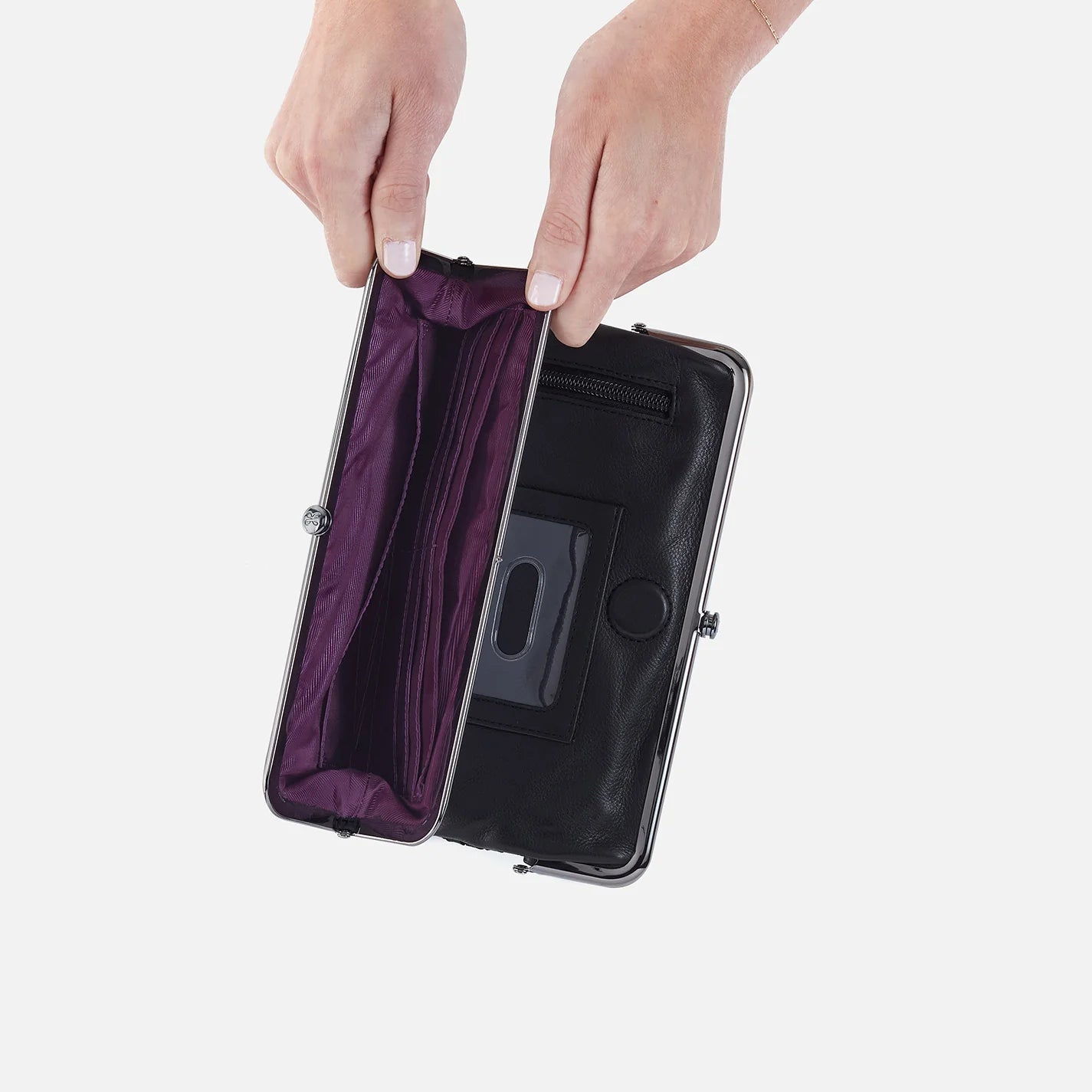 LAUREN CLUTCH-WALLET in Black Metallic Woven