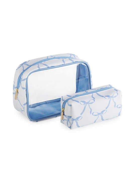 BOW SET OF 2 COSMETIC POUCHES in White