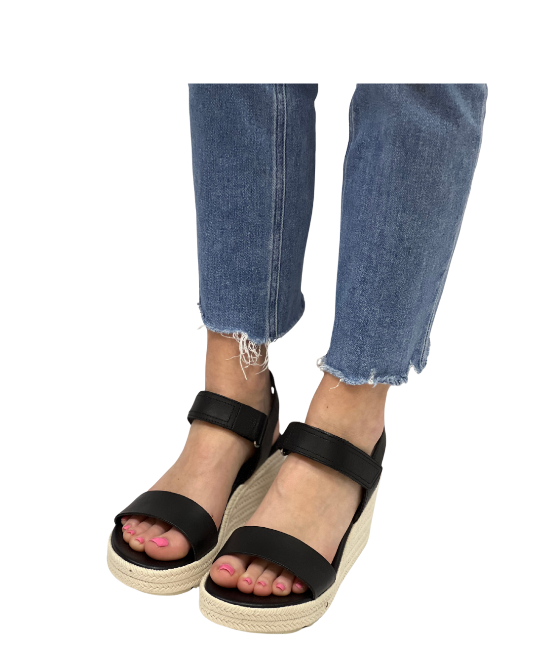 CAMERON WEDGE in Black + Chalk