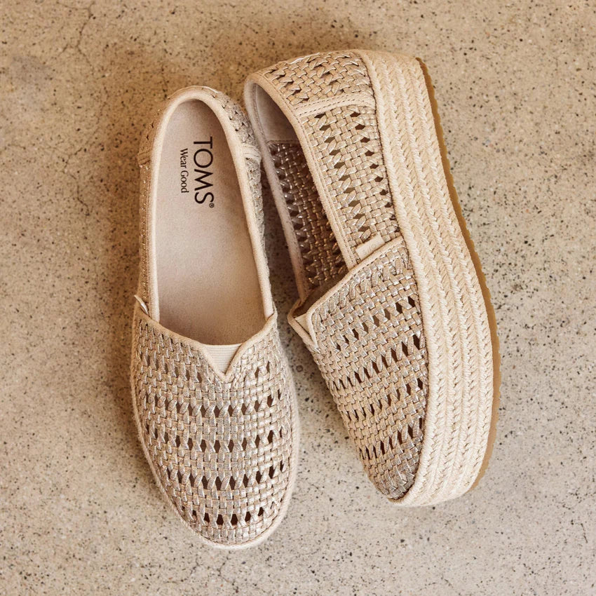VALENCIA PLATFORM ESPADRILLE in Champagne Metallic