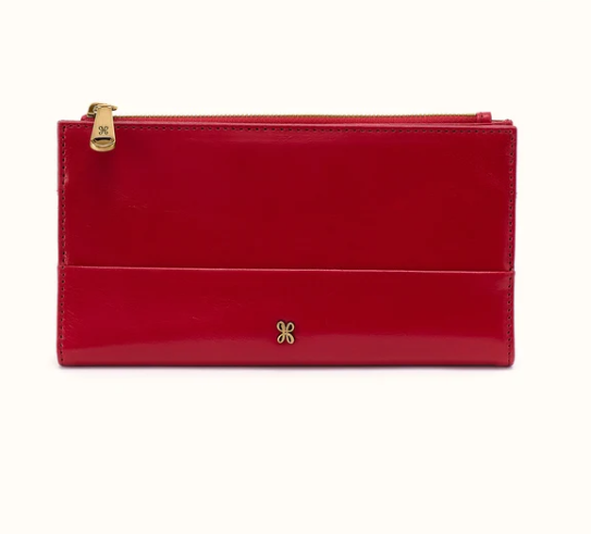 JILL LARGE BIFOLD WALLET in True Red