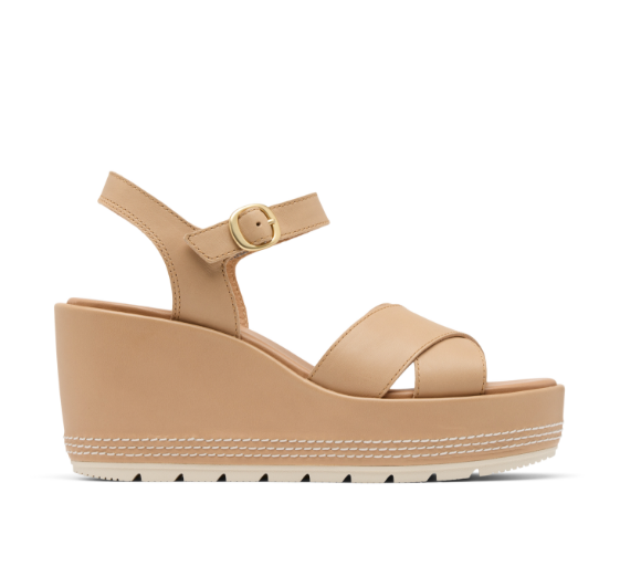 SUNPEAK WEDGE ANKLE STRAP in Honest Beige + Chalk