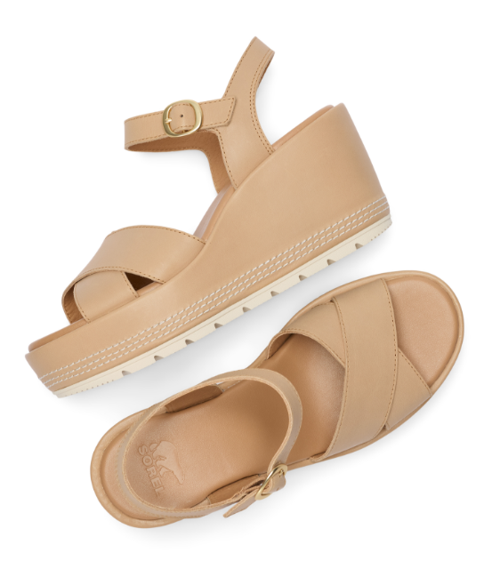SUNPEAK WEDGE ANKLE STRAP in Honest Beige + Chalk