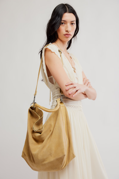 SUZIE SUEDE SLOUCH TOTE in Harvest Gold