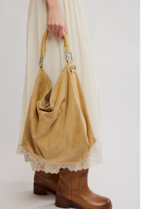 SUZIE SUEDE SLOUCH TOTE in Harvest Gold