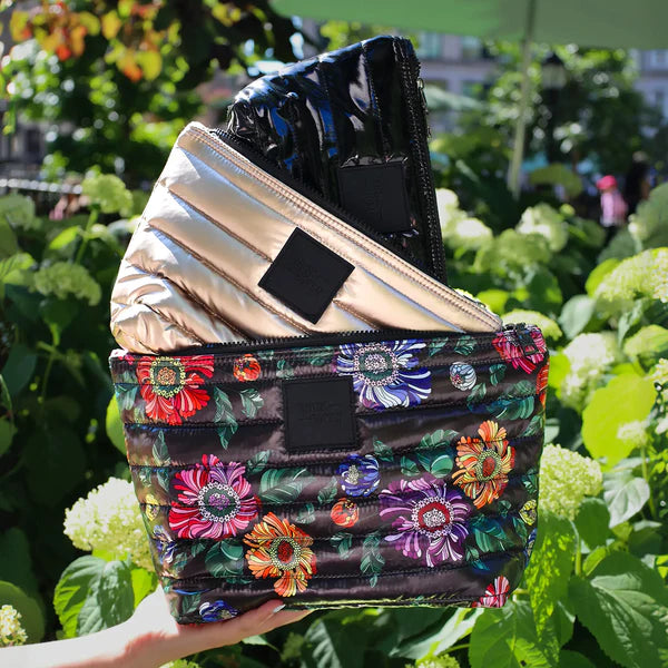 TRAVEL TRIO in Black Floral/Pearl Cashmere/Black Patent