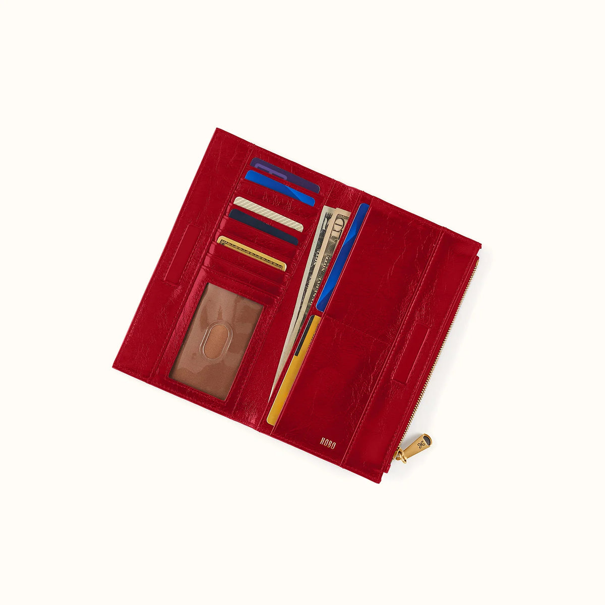 JILL LARGE BIFOLD WALLET in True Red